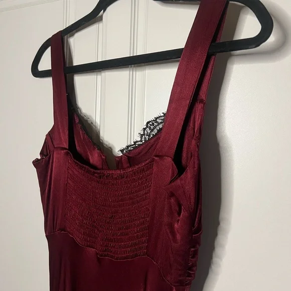 ASTR Wine Satin Corset Midi Dress with Lace Bust - Picture 15 of 15